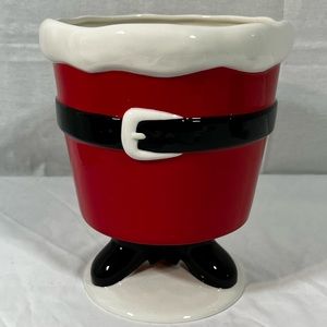 Department Dept 56 Ceramic Santa Flower Poinsettia Planter Santa Christmas.